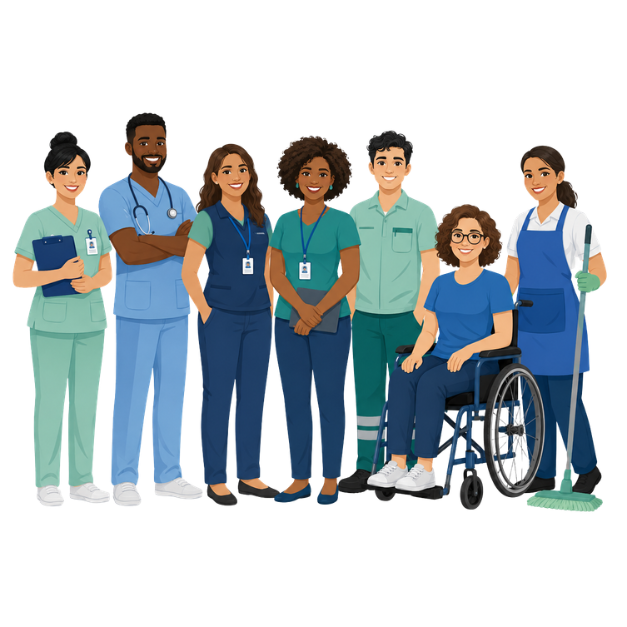 Equipe diversa representando inclusão e respeito